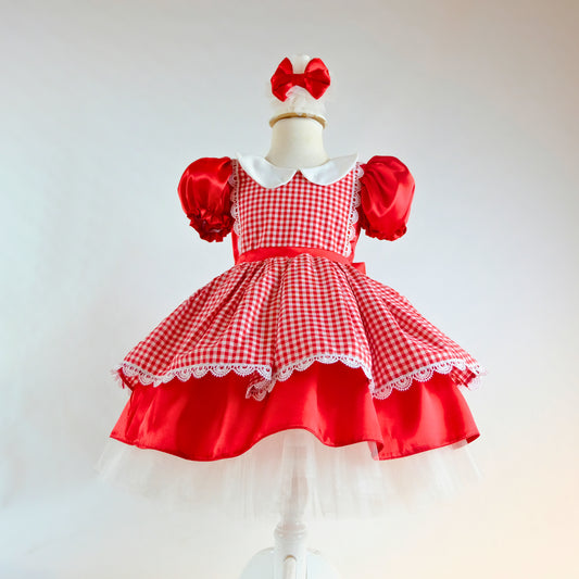 a little girl's red and white dress on a mannequin Baby Girl Dress
