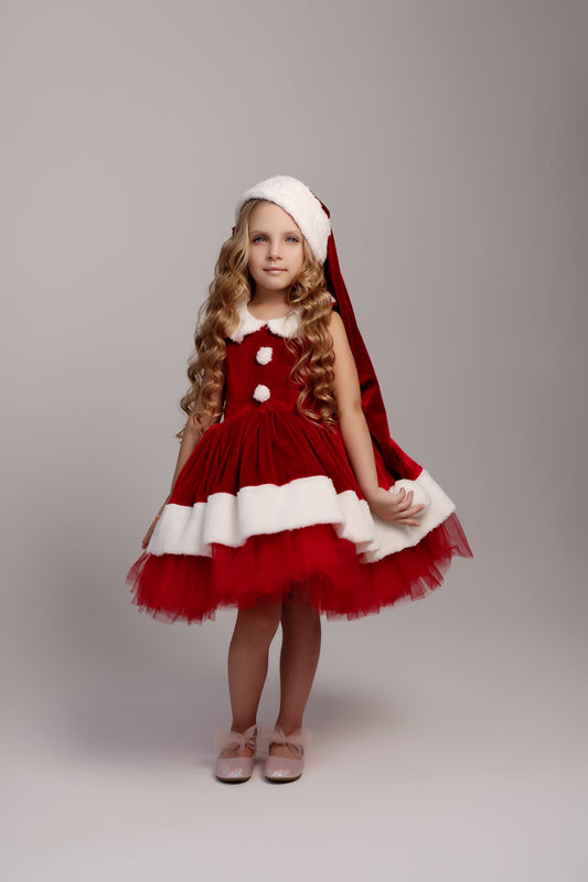a little girl dressed up as santa clause Baby Girl Dress
