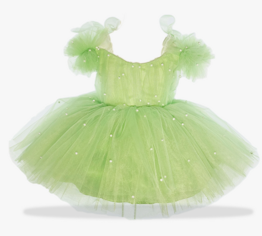 a green dress with white dots on it Baby Girl Dress