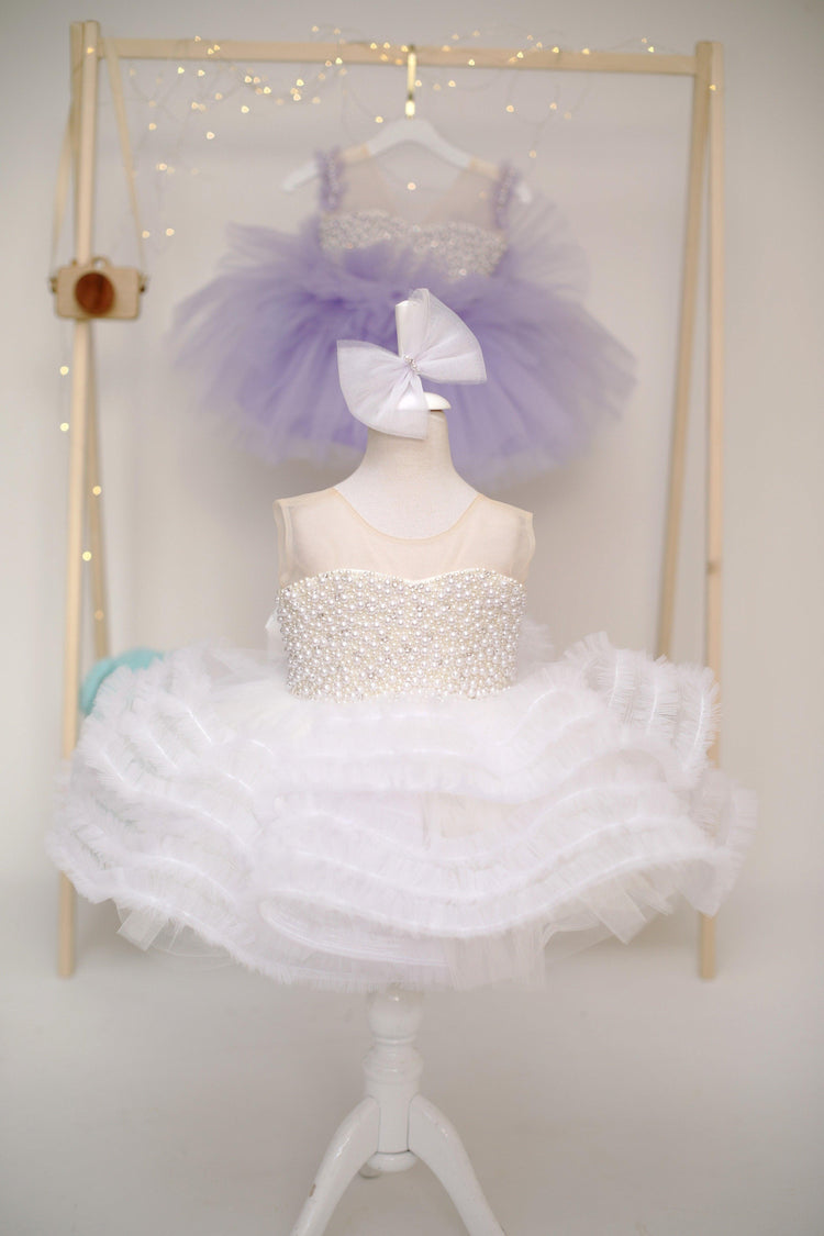 White Pearl Embellished Dress