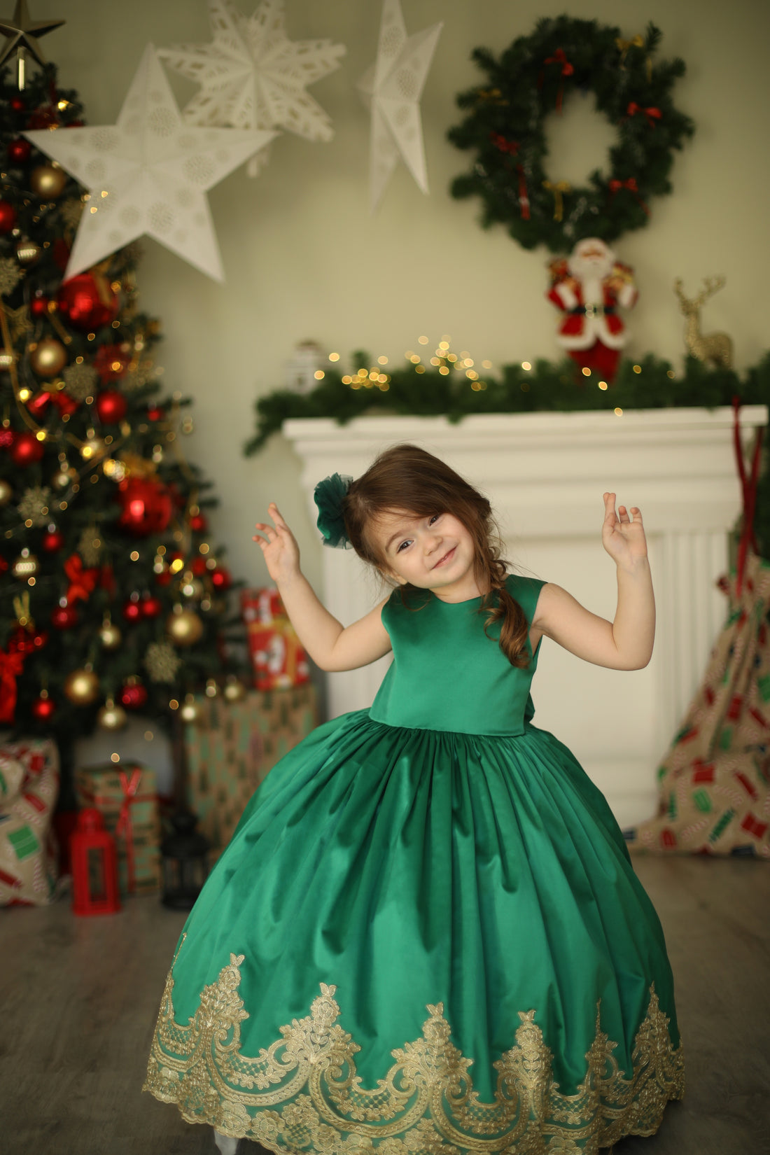 Matilda Christmas girl dress emerald Baby Girl Dress for Special Occasion