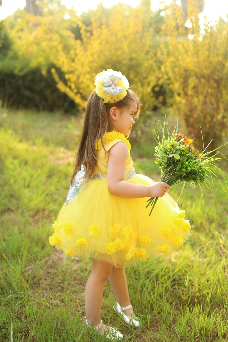 Julia flower baby dress yellow
