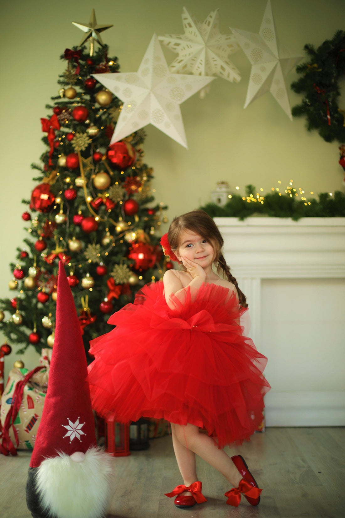 Pelin tulle girl dress red Baby Girl Dress for Special Occasion