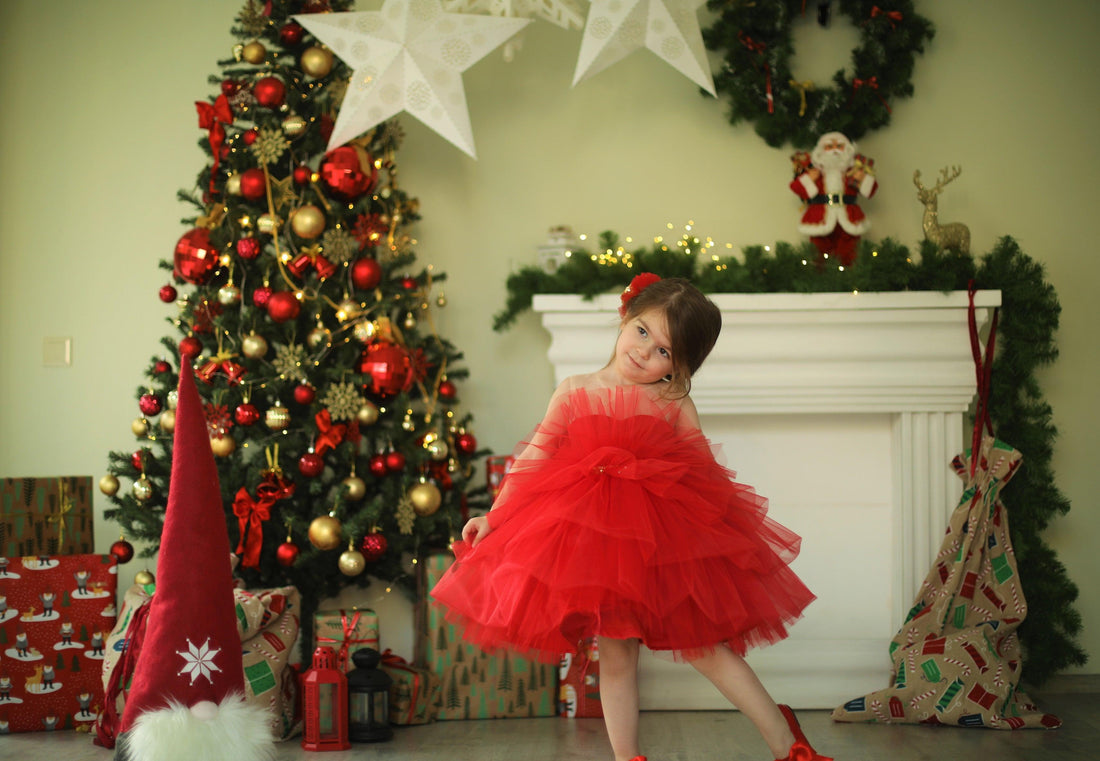 Pelin tulle girl dress red Baby Girl Dress for Special Occasion