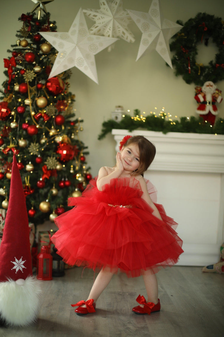 Pelin ruffle dress red - MyBabyByMerry