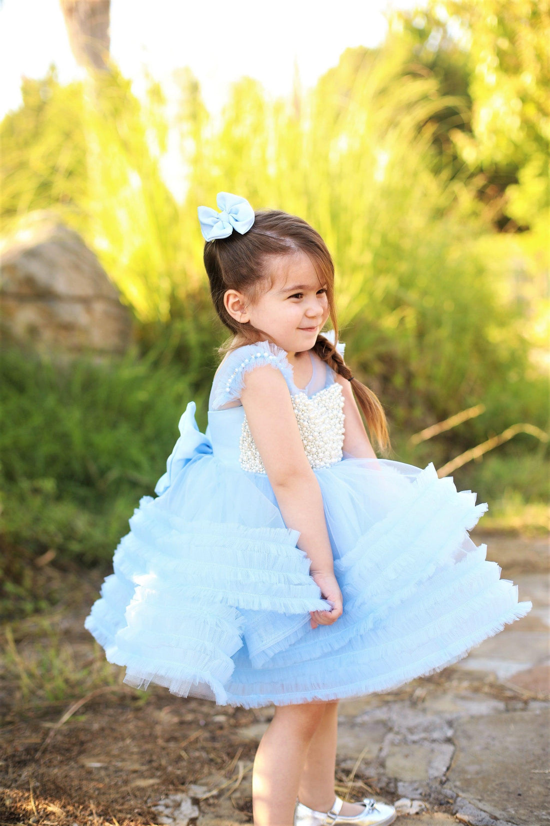 Ana girl dress sky blue Baby Girl Dress for Special Occasion