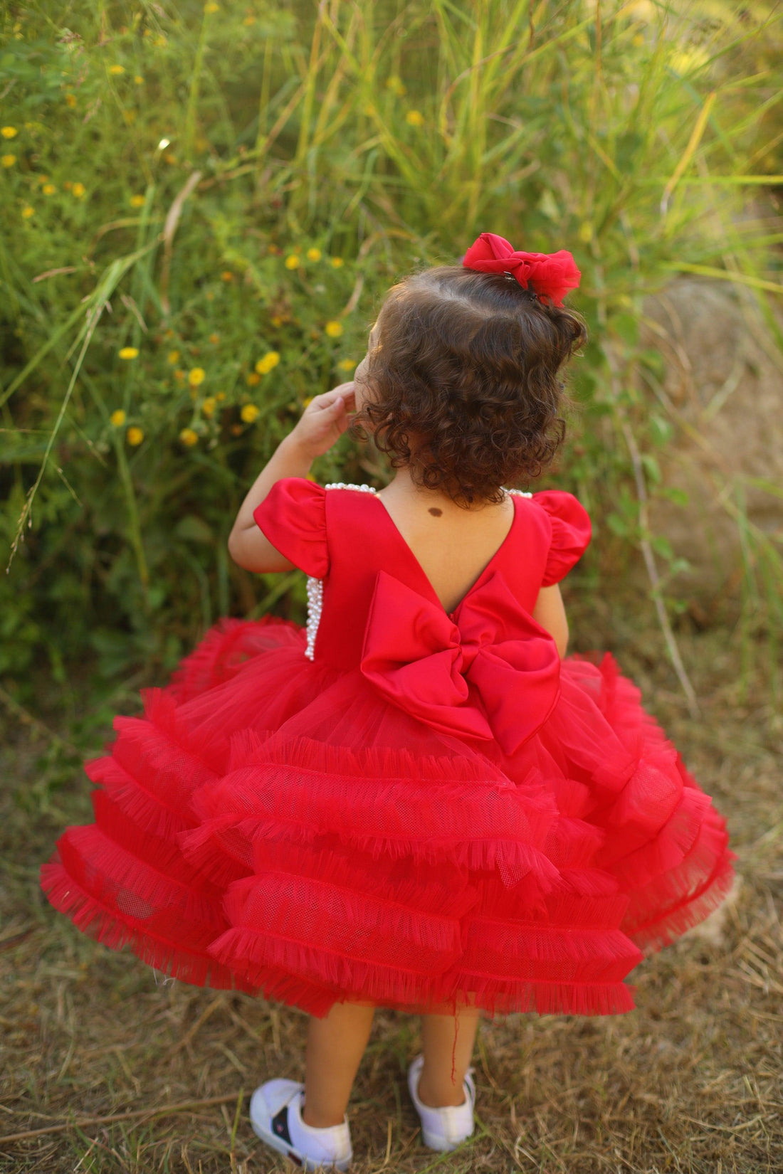 Ana pearl dress red Baby Girl Dress for Special Occasion