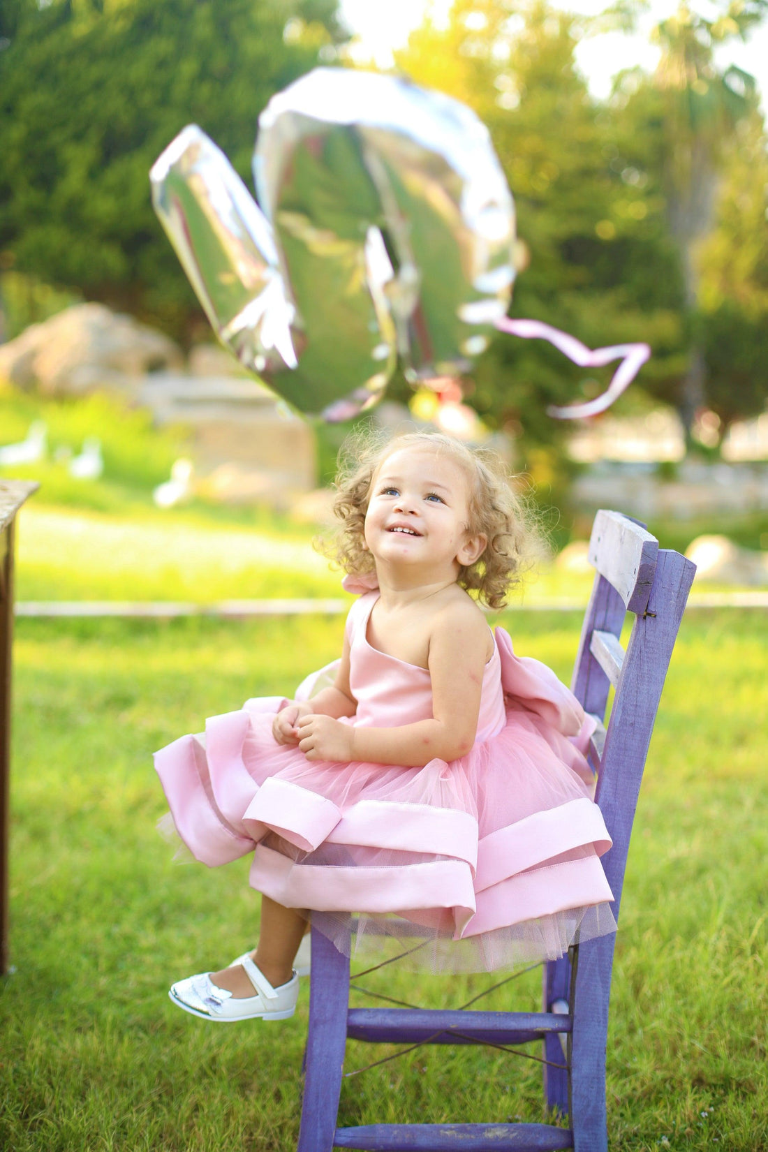 Abasa one shoulder blush girl dress Baby Girl Dress for Special Occasion