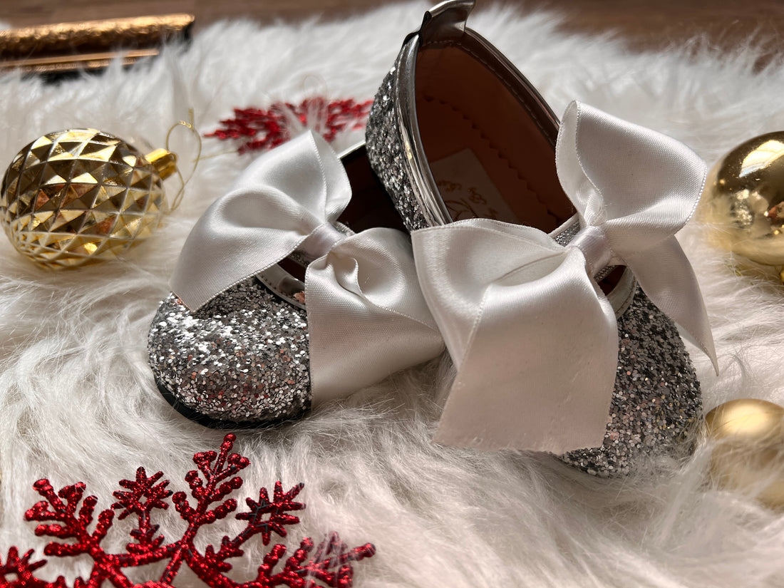 Mimi Shoes Silver  Glittery Baby Girl Dress for Special Occasion