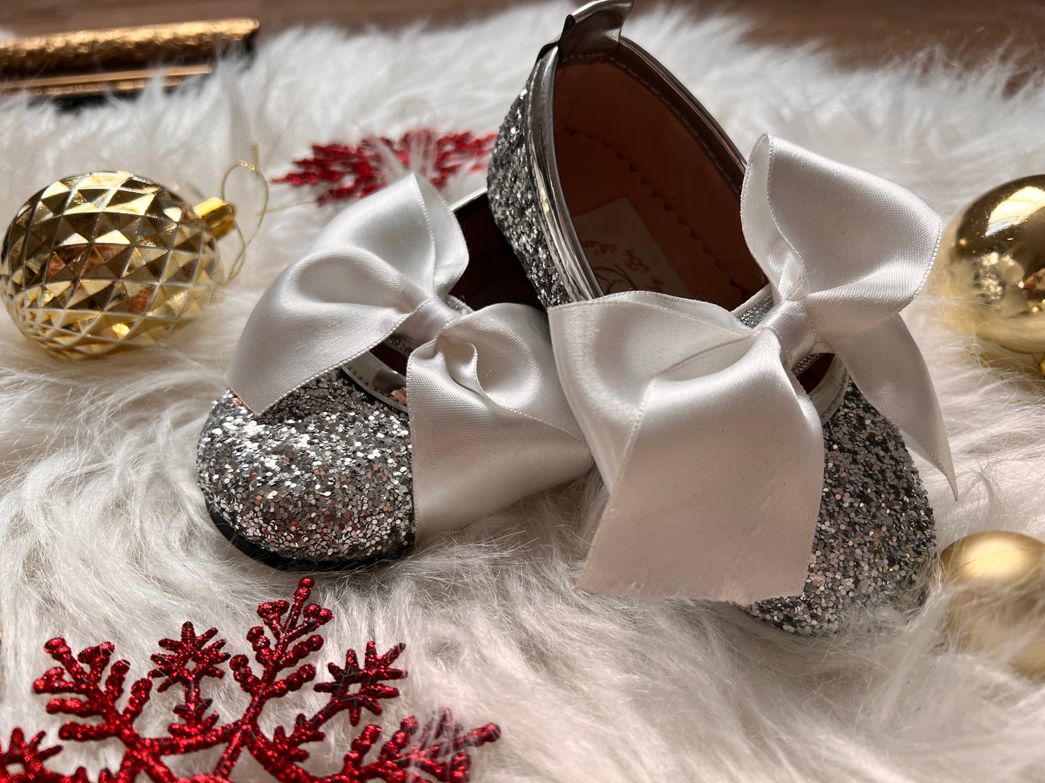 Mimi Shoes Silver  Glittery Baby Girl Dress