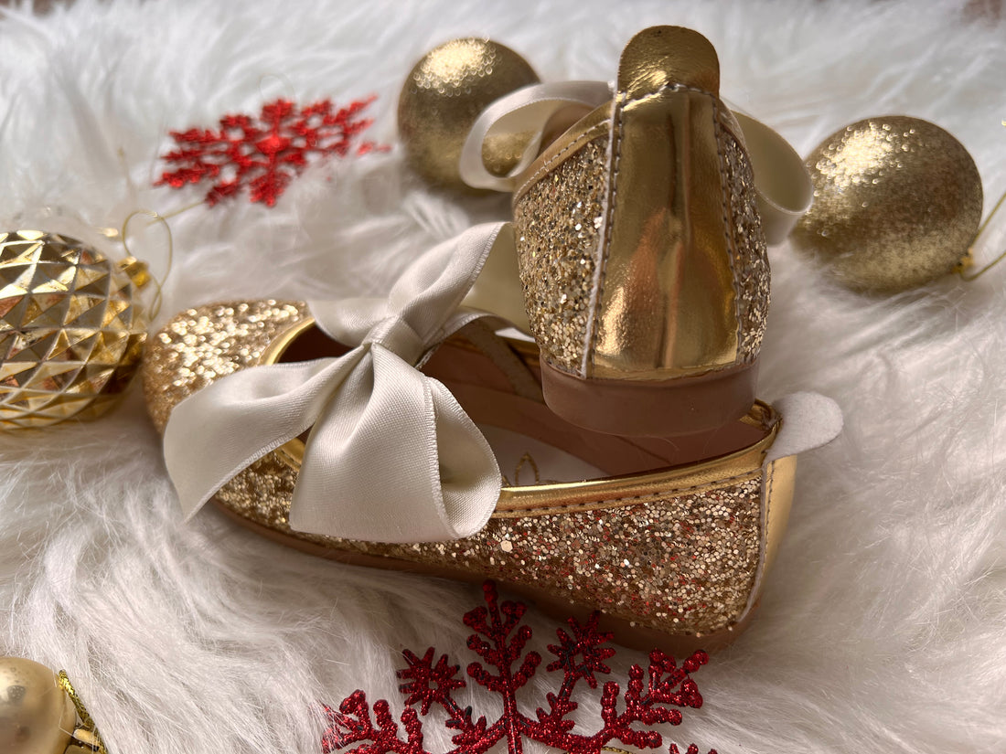 Mimi Shoes  Gold Glittery Baby Girl Dress for Special Occasion