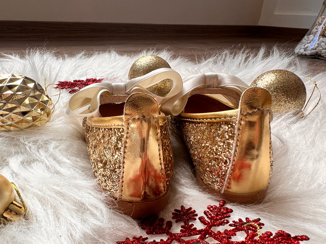 Mimi Shoes  Gold Glittery Baby Girl Dress for Special Occasion