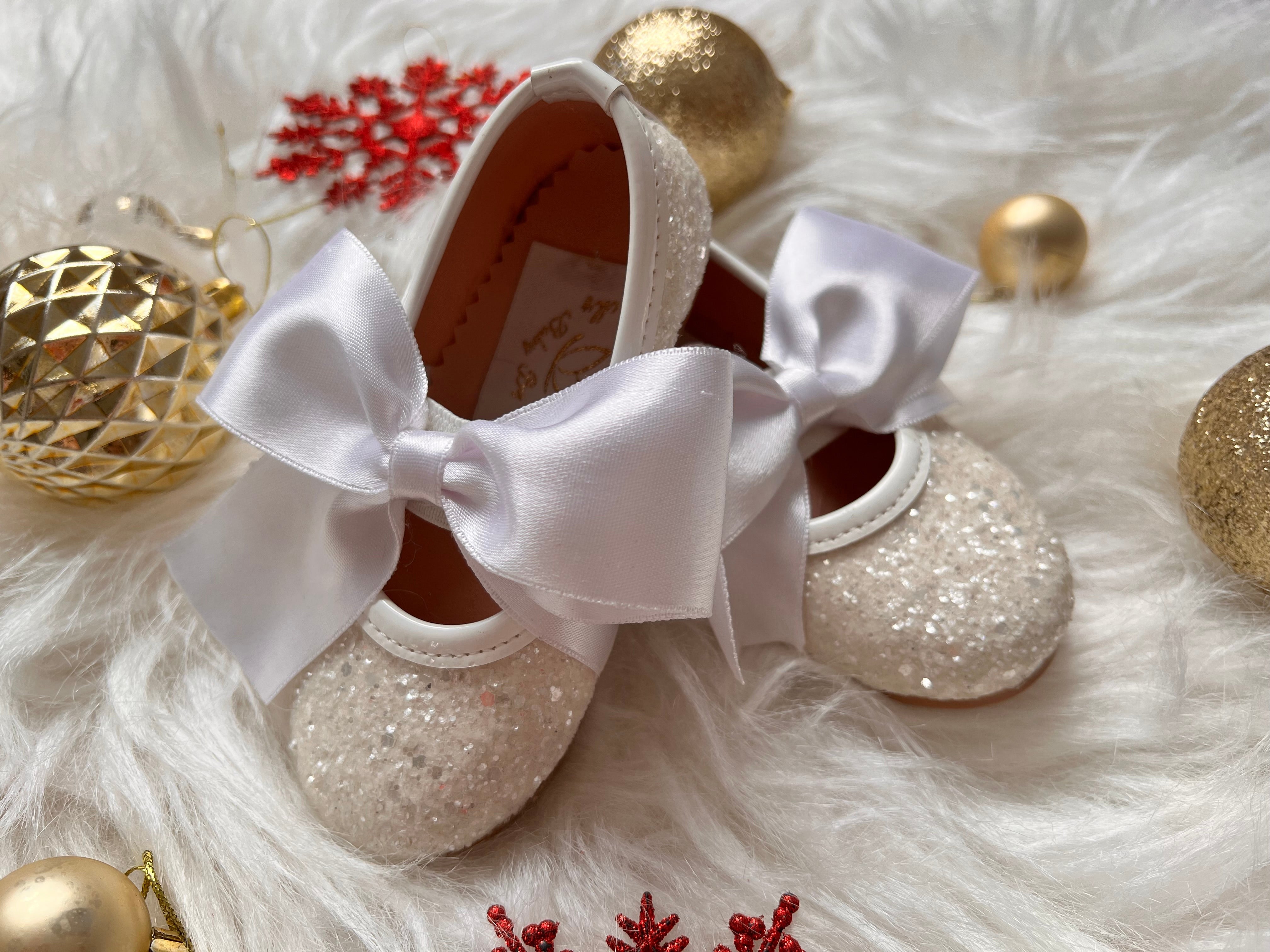 Mimi Shoes White Glittery – MyBabyByMerry