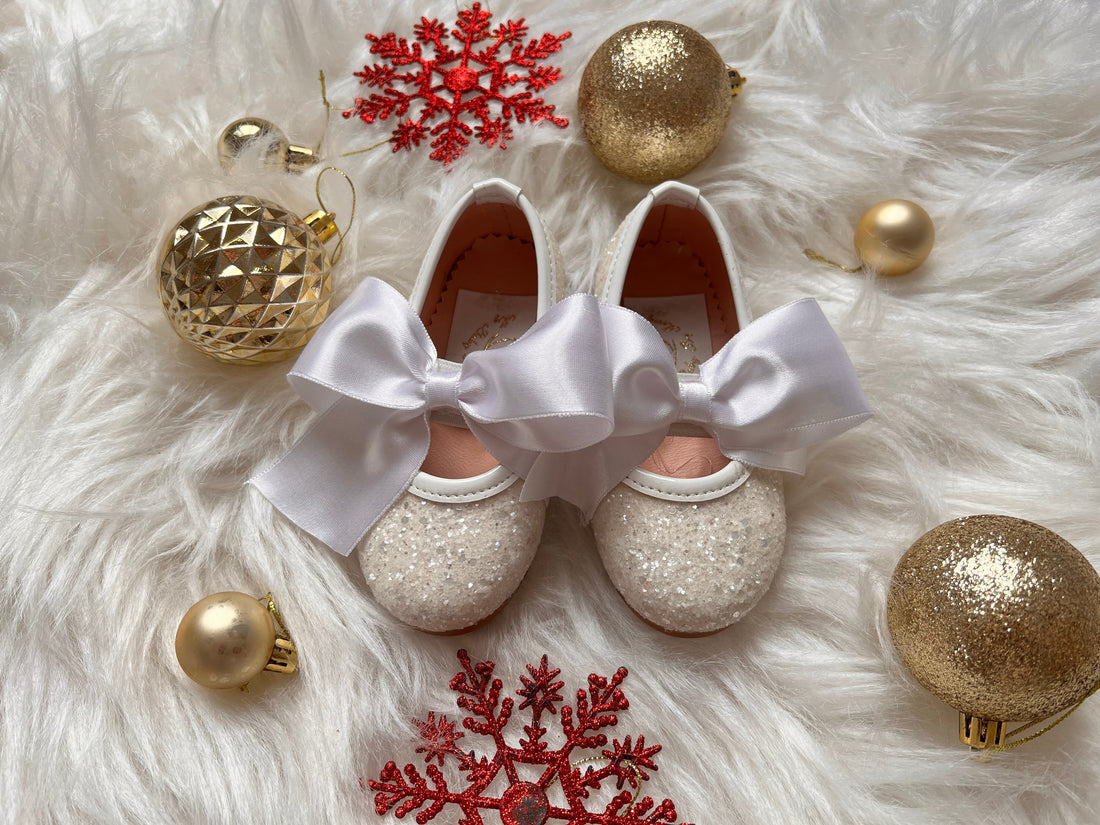 Mimi Shoes  White  Glittery Baby Girl Dress for Special Occasion