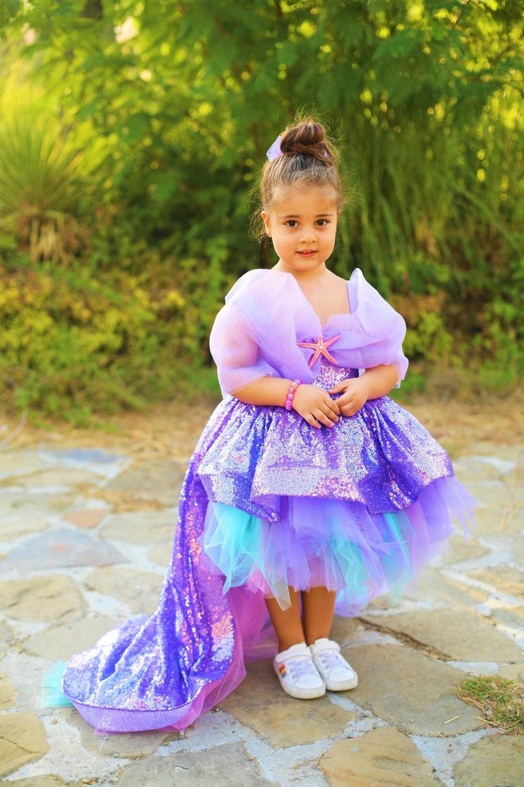 Ariel mermaid high low lilac dress Baby Girl Dress for Special Occasion