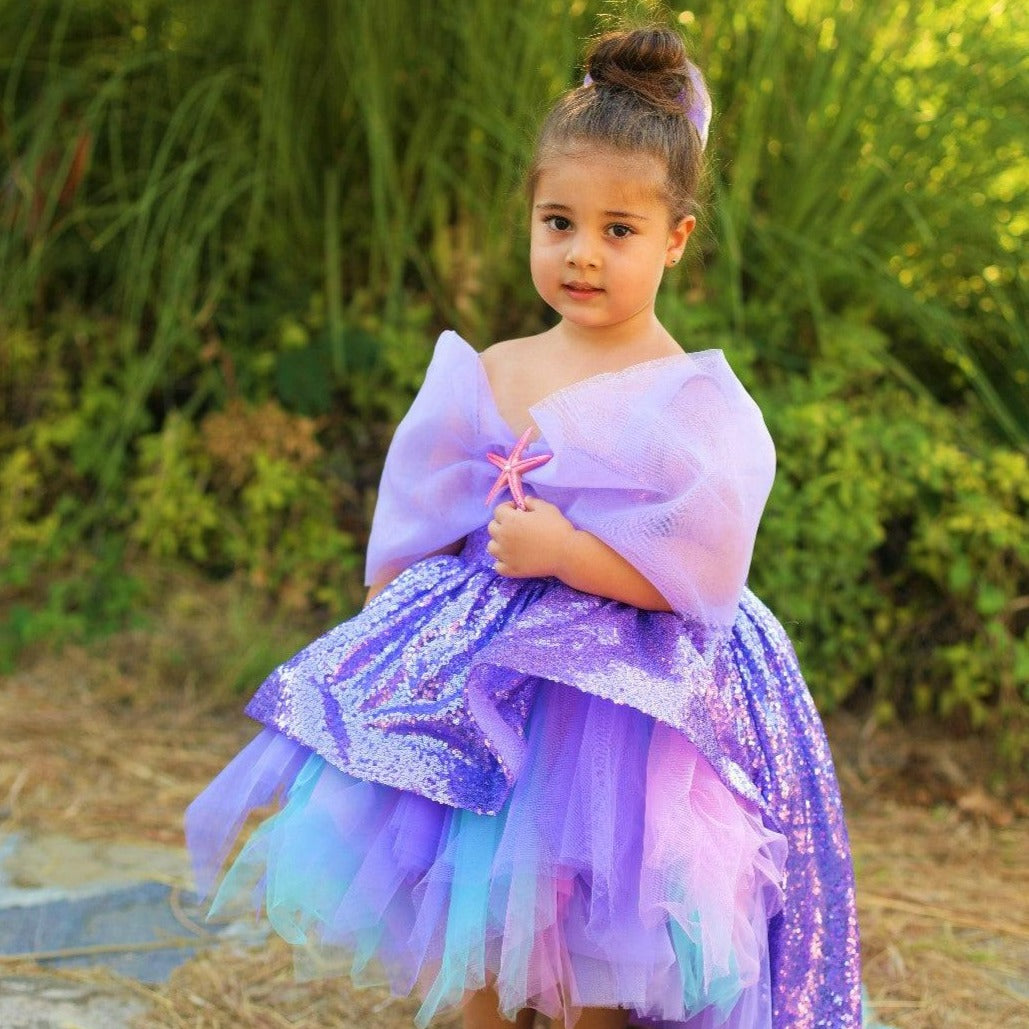 Ariel mermaid high low lilac dress Baby Girl Dress for Special Occasion