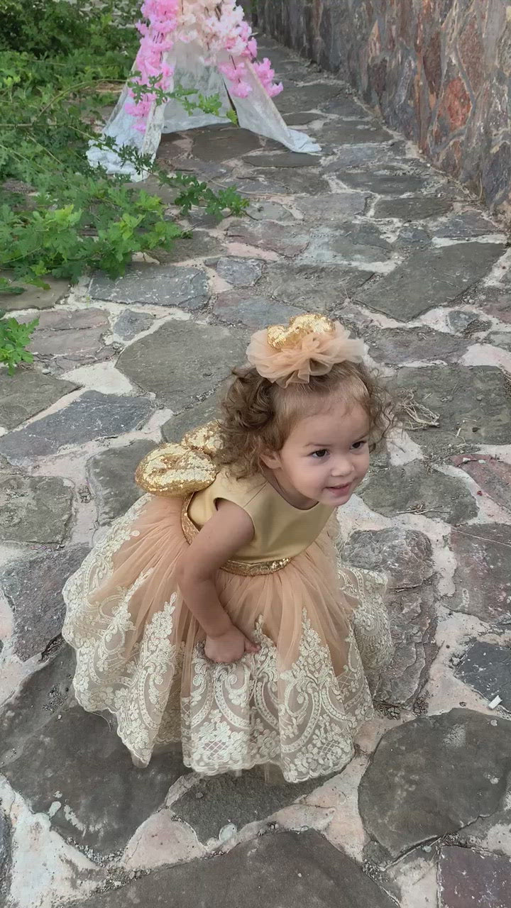 Kids Gold Dress Baby Girl Dress