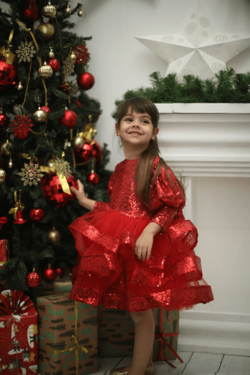 Maggy girl dress red sequin