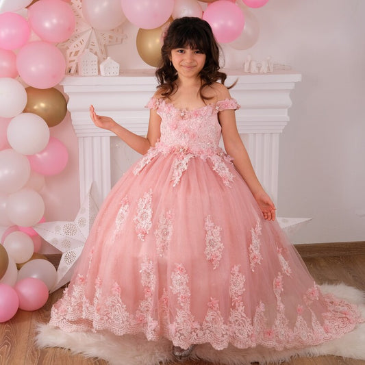 This blush-colored quinceañera dress adds a touch of elegance to your special day. Adorned with intricate details and featuring a graceful design, this dress will make you feel like a princess. Perfect for a celebration, ball, or any special event, it’s an ideal choice for young girls looking for a dreamy outfit. Baby Girl Dress