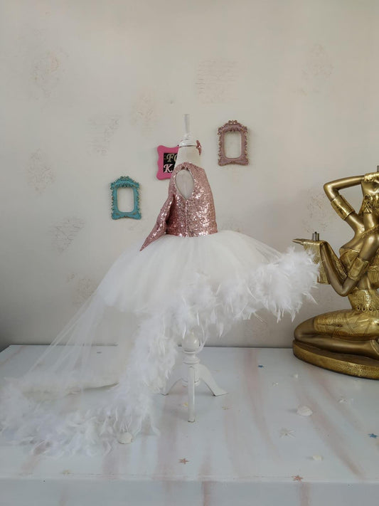 Mina baby girl feather dress