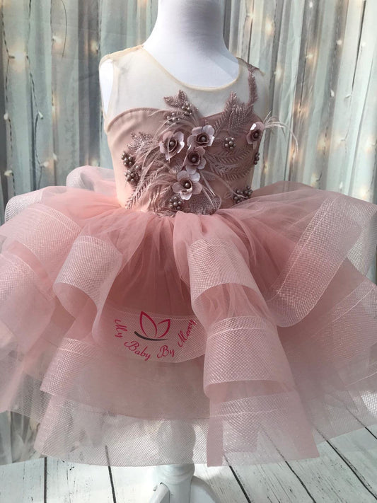 Olivia blush flower girl dress