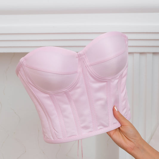 Pink women crop Corset