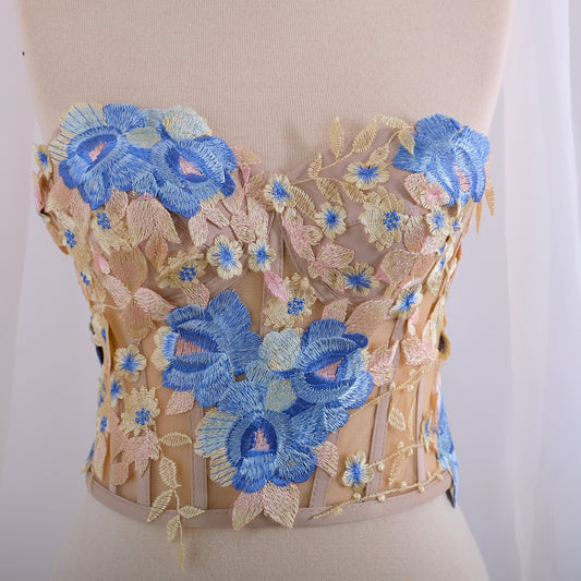 Floral Beige corset Baby Girl Dress