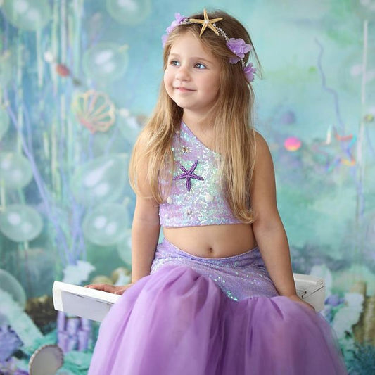 Ariel Girl Dress 3 pcs - Disney Little Mermaid Costume | Perfect for Parties & Birthdays