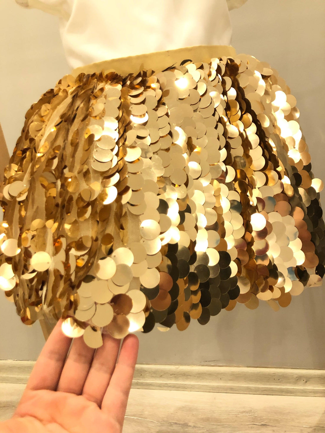 Tulle Gold special occasion dress for girls with a satin upper and sparkling sequin skirt.Dress Baby Girl Dress for Special Occasion