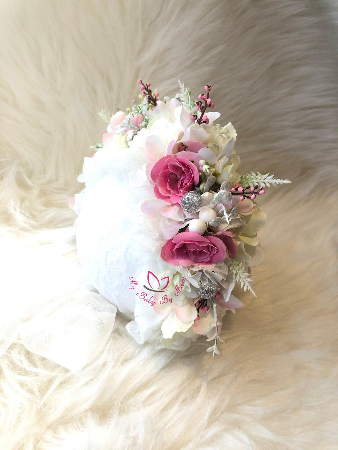 Flower baby bonnet - MyBabyByMerry  Baby Girl Dress for Special Occasion