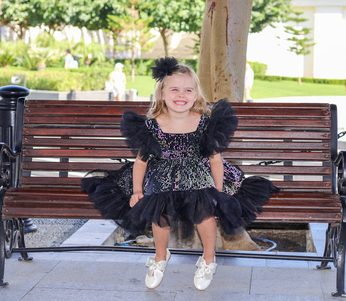 Isabella sequin girl dress black Baby Girl Dress for Special Occasion