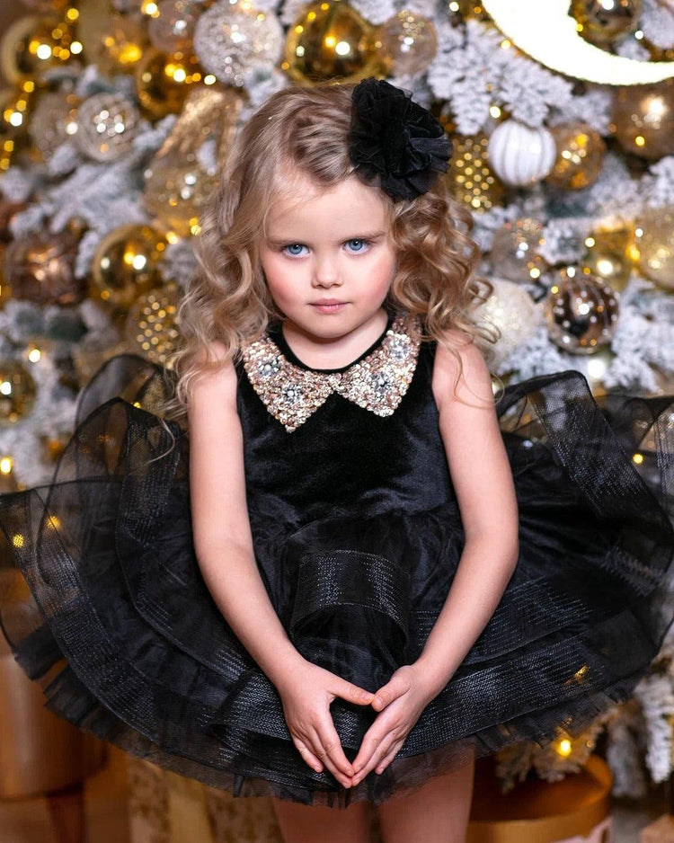 Nicki black velvet dress - MyBabyByMerry