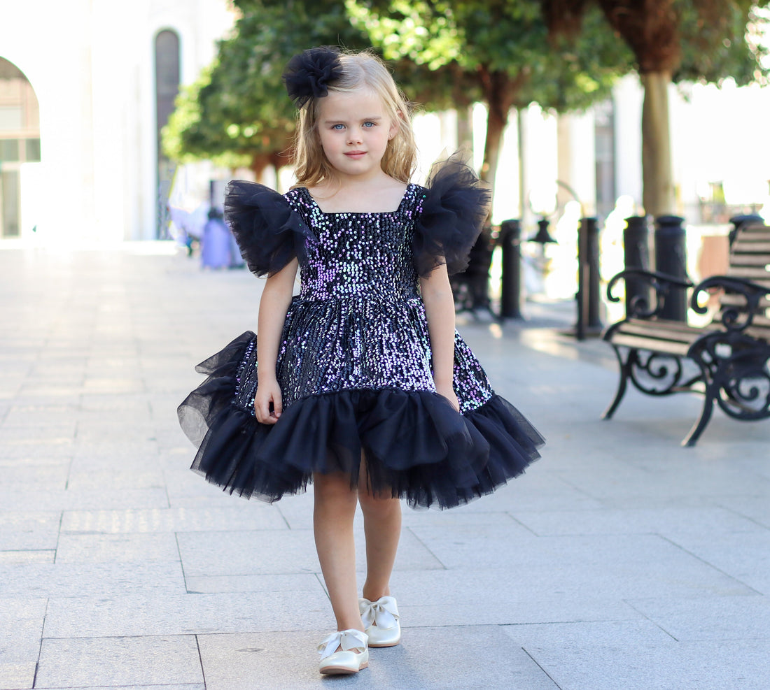 Isabella sequin girl dress black Baby Girl Dress for Special Occasion