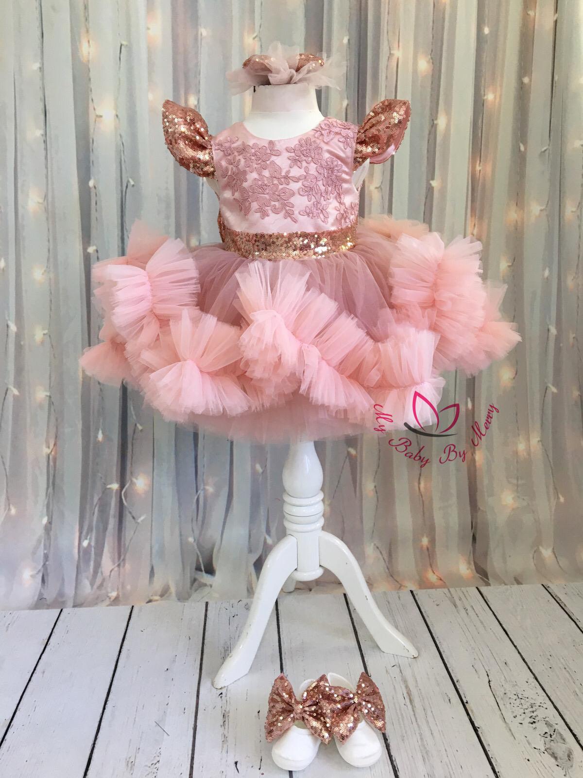 Ruffle girl dress blush Baby Girl Dress