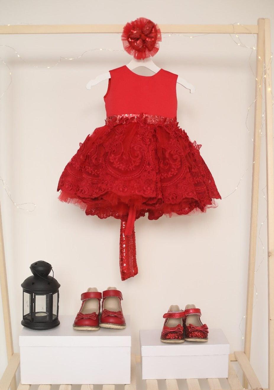 Red Sequin Girl Shoes Baby Girl Dress