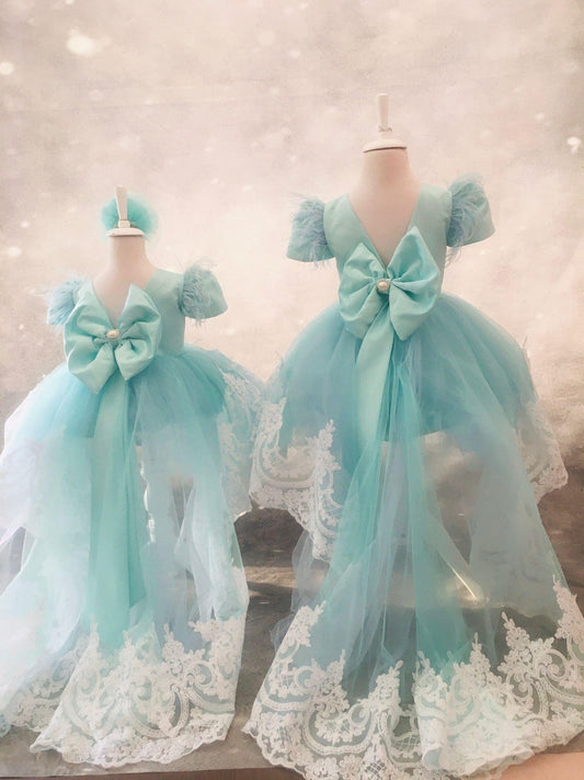 Mila girl dress turqouise