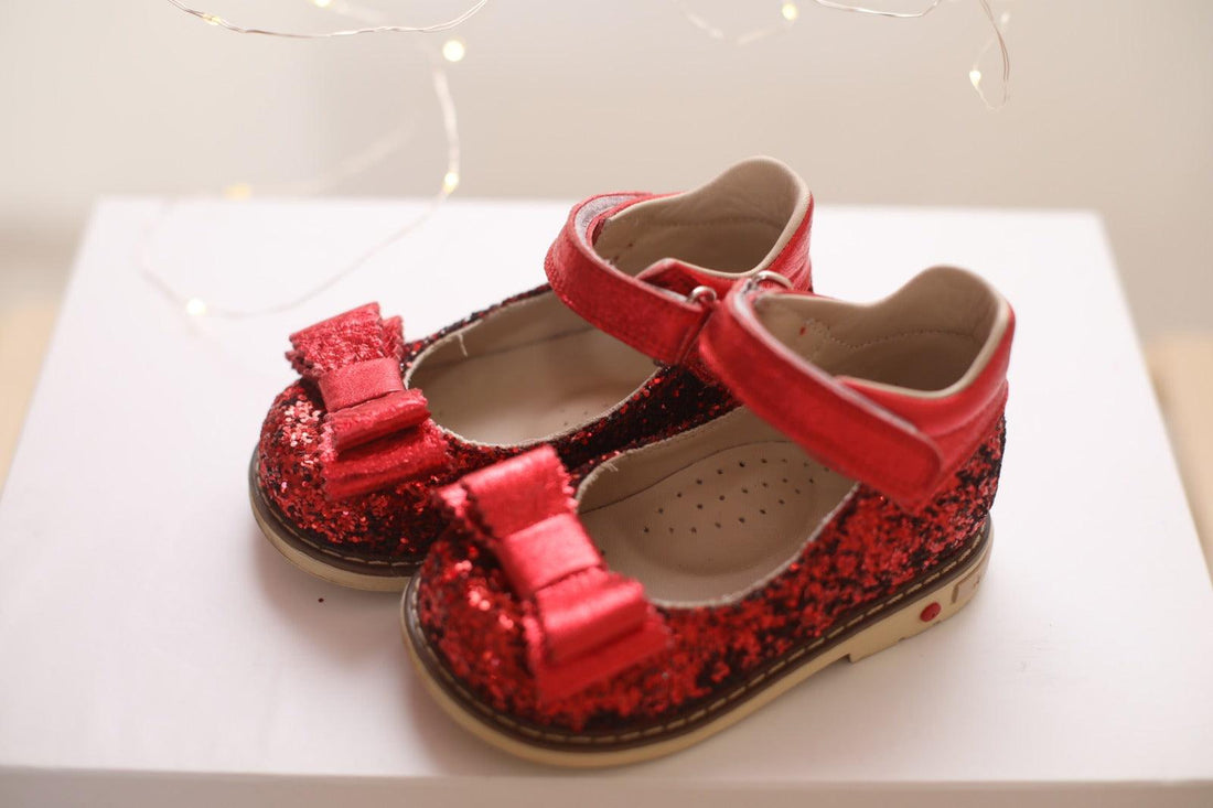 Red Sequin Girl Shoes Baby Girl Dress for Special Occasion