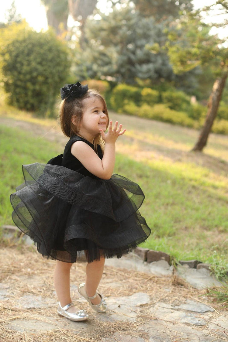 Nicki black velvet dress - MyBabyByMerry