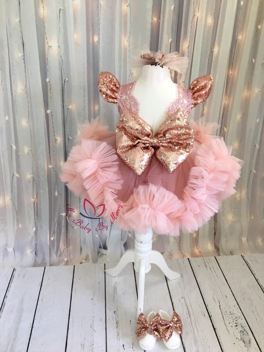 Ruffle girl dress blush Baby Girl Dress for Special Occasion