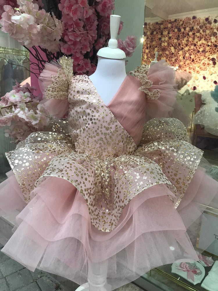 Girls Gold Sequin Dress