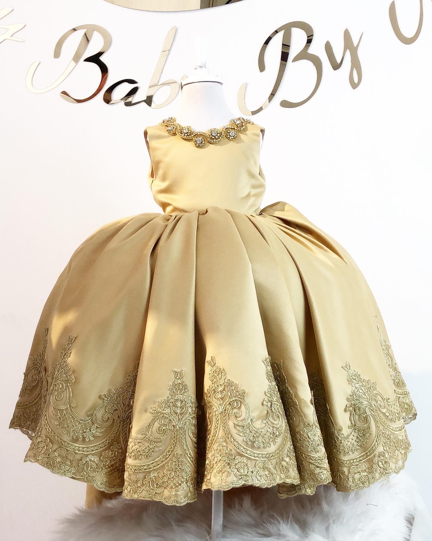Matilda girl gown gold Baby Girl Dress