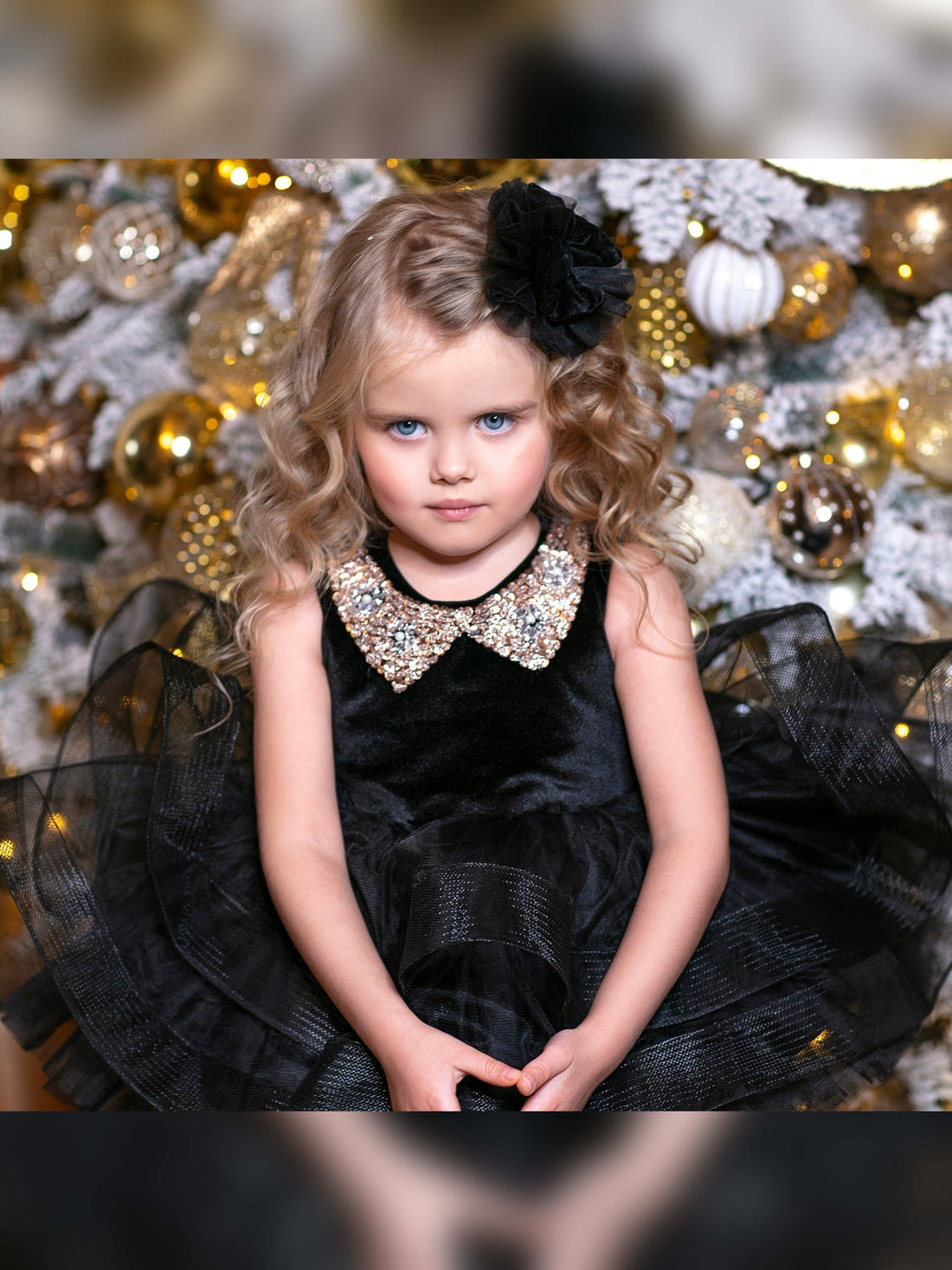 Olivia girl dress, christmas girl black velvet dress