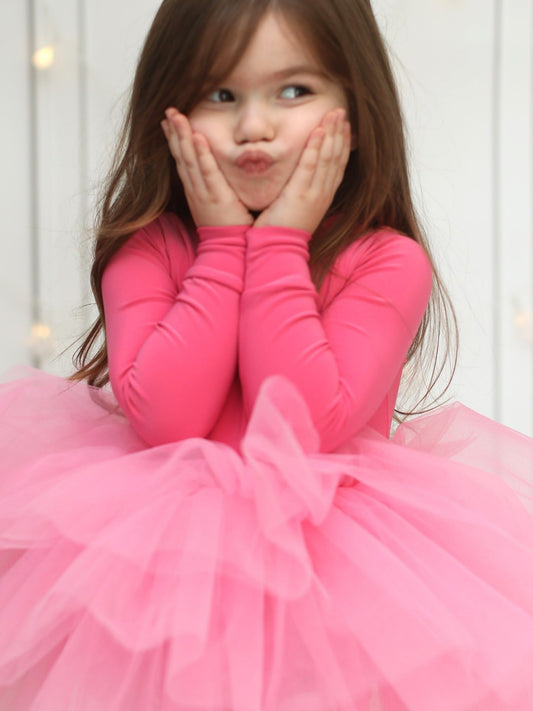 Fuchsia Leotard Ballerina Long Sleeve Tutu