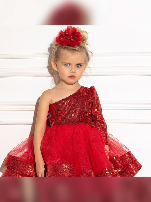Maggy red sequin girl dress