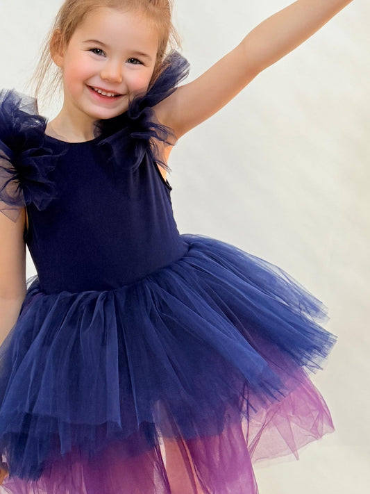 Navy Blue Fluffy Leotard Ballerina Sleeveless Tutu