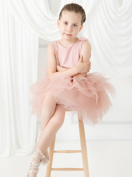 Blush Pink Floral Leotard Ballerina Sleeveless Tutu