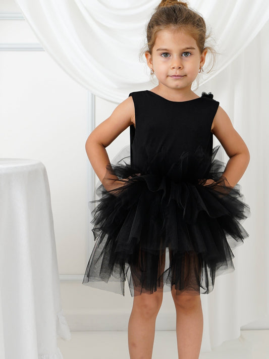 Black Floral Leotard Ballerina Sleeveless Tutu
