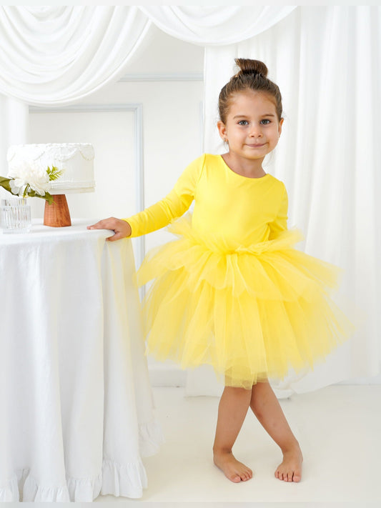 Yellow Leotard Ballerina Long Sleeve Tutu