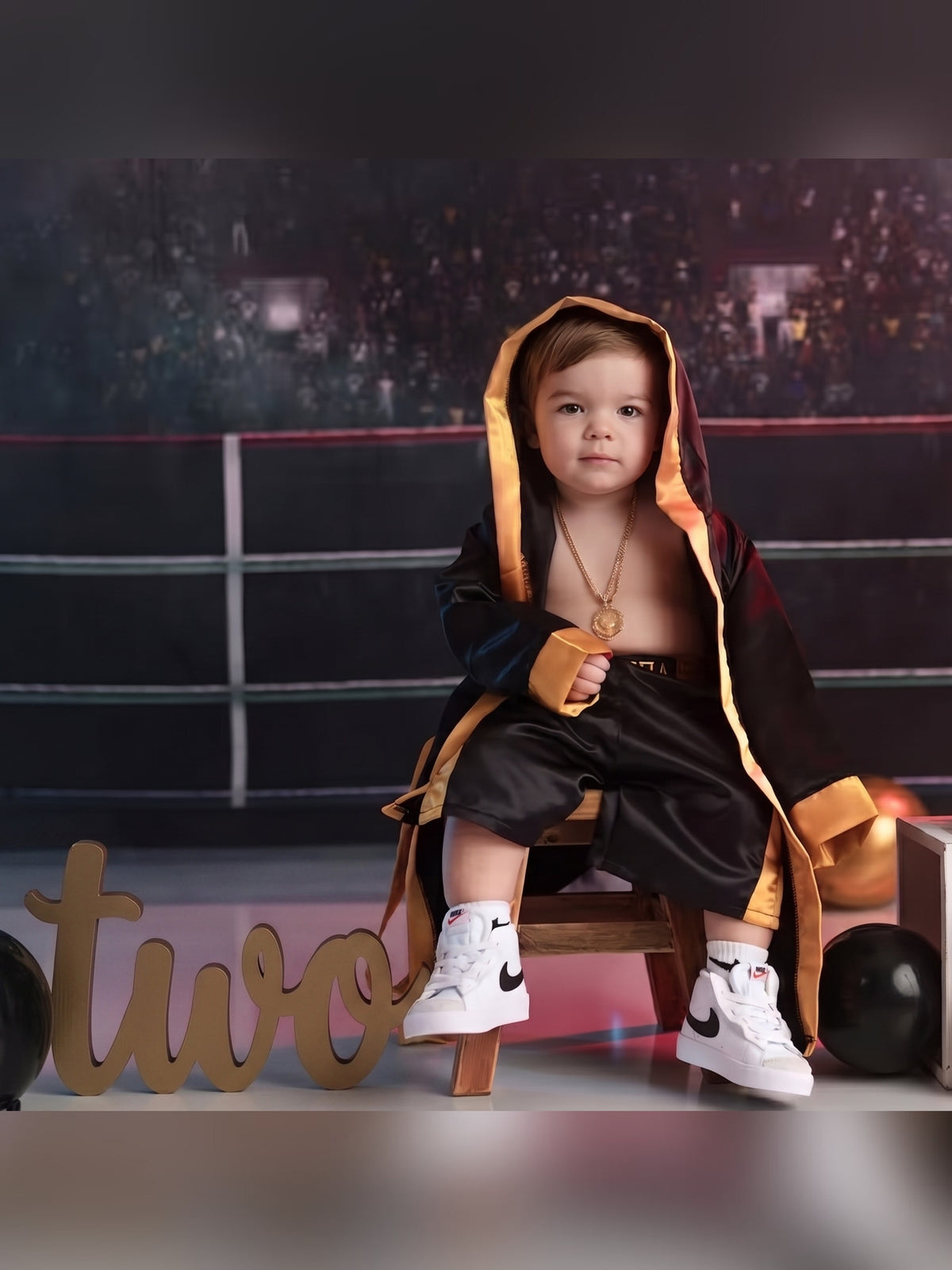 Personalized Kids Boxing Robe Set - Custom Toddler Fighter Outfit