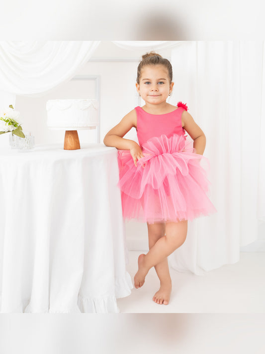 Fuschia Pink Floral Leotard Ballerina Sleeveless Tutu